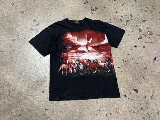 Australian Outback Horses Tee - Black Size Large