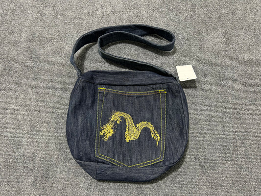 Reworked Evisu Denim Side Bag - Blue / Gold