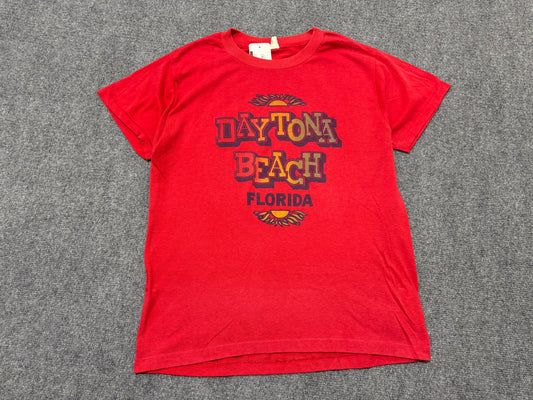 80s Daytona Beach Florida Tee - Red Size Large