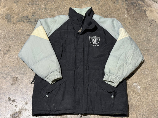 Logo 7 Raiders Long Puffer Jacket - Black Size XL