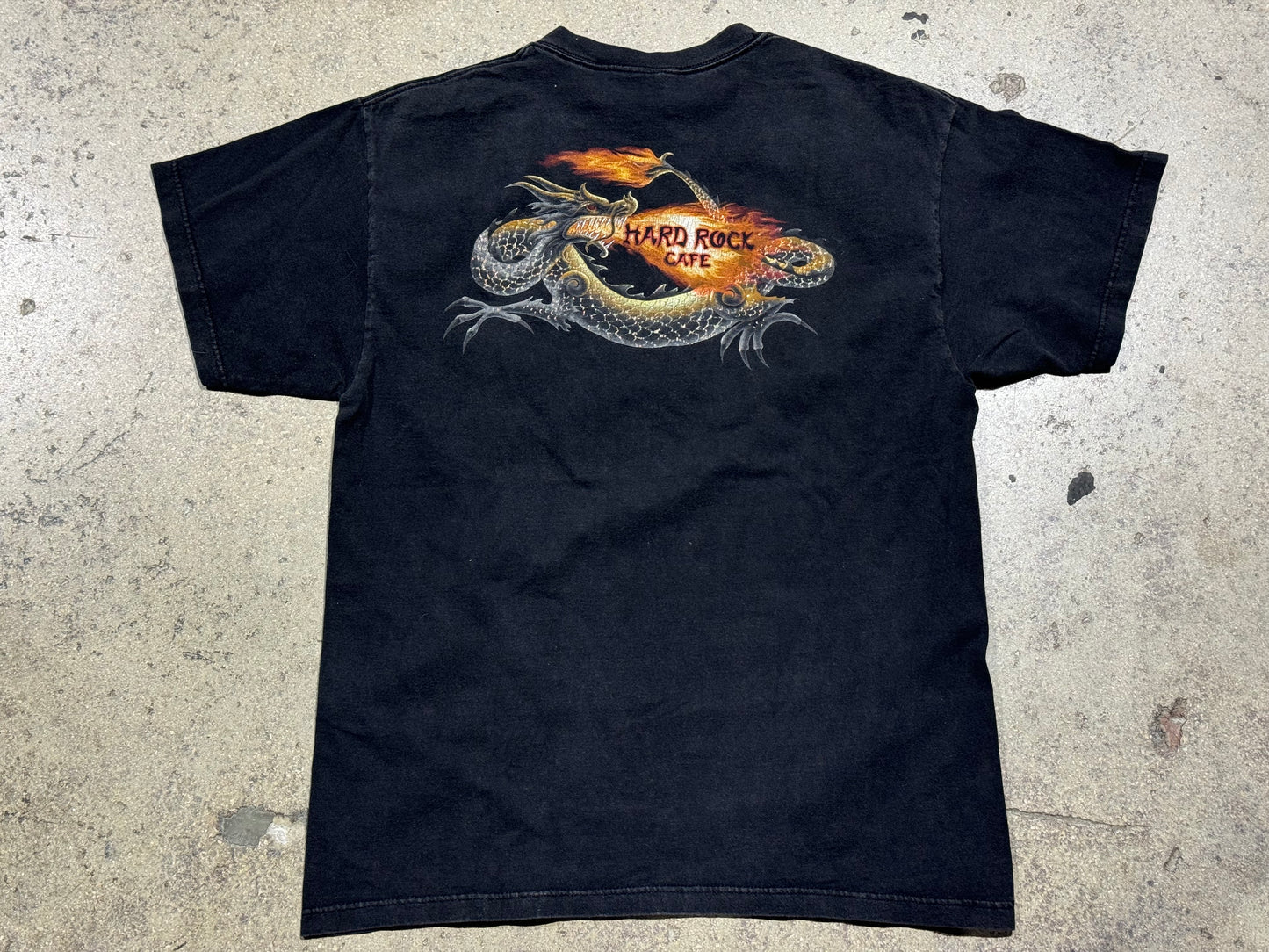 Hard Rock Cafe Hollywood Dragon Tee - Black Size Large