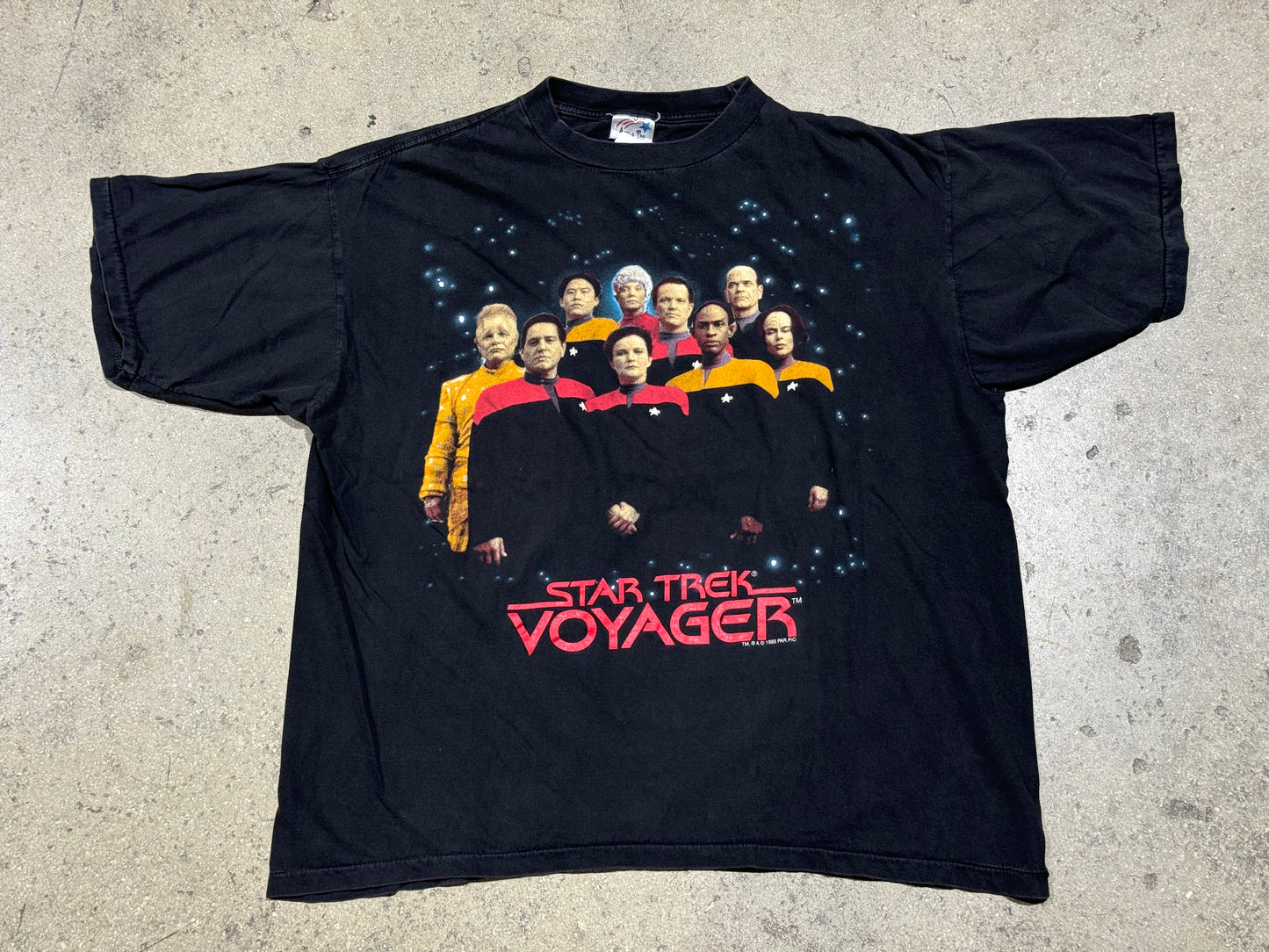 1995 Star Trek Voyager Tee - Faded Black Size XL