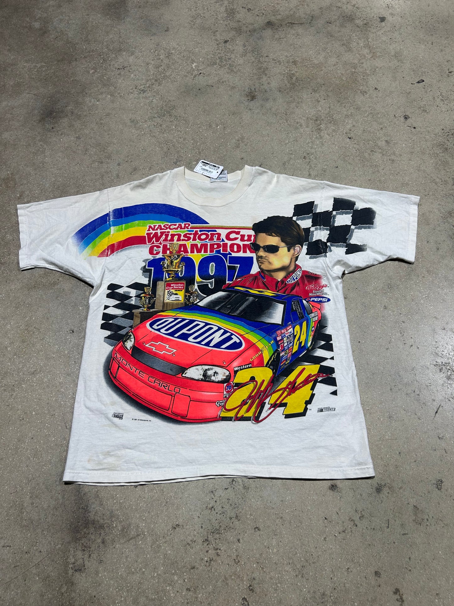 1997 Jeff Gordon #24 Winston Cup AOP Tee - White/Multi Size XL