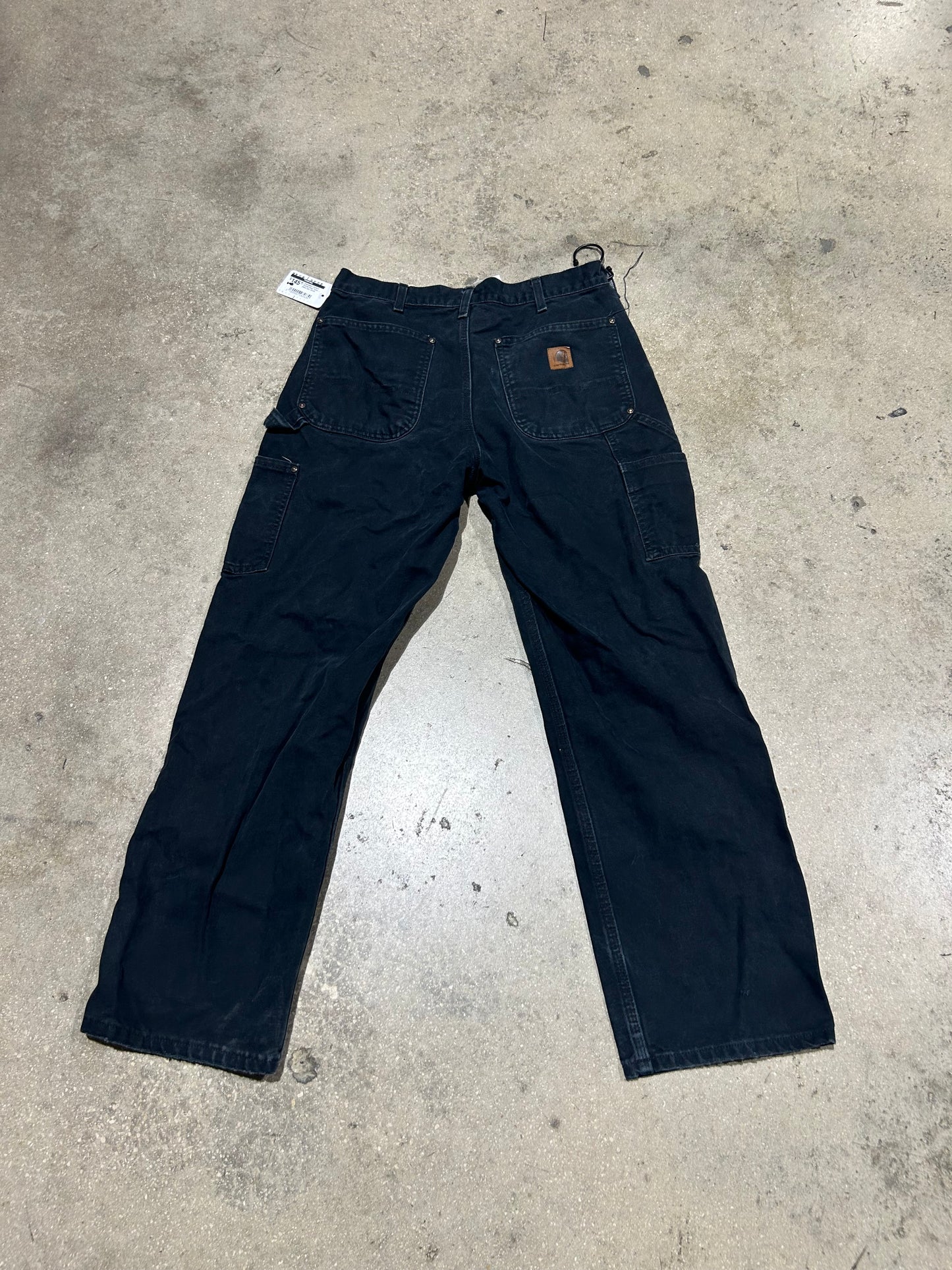 Distressed Carhartt Double Knee Pants - Black Size 32x30