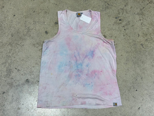 Distressed Women's Carhartt Tank - Tie Dye Size XL