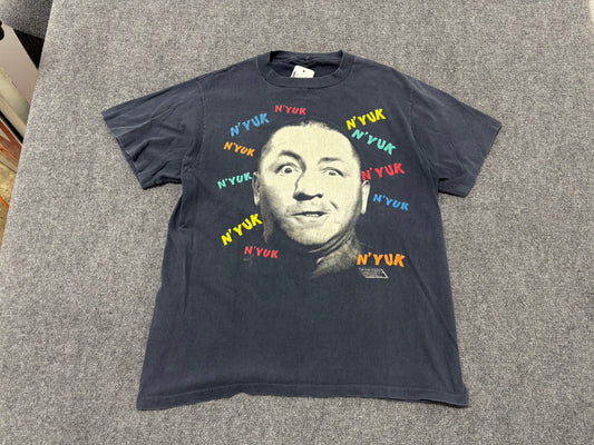 1998 The Three Stooges N'Yuk Tee - Faded Navy Size Large