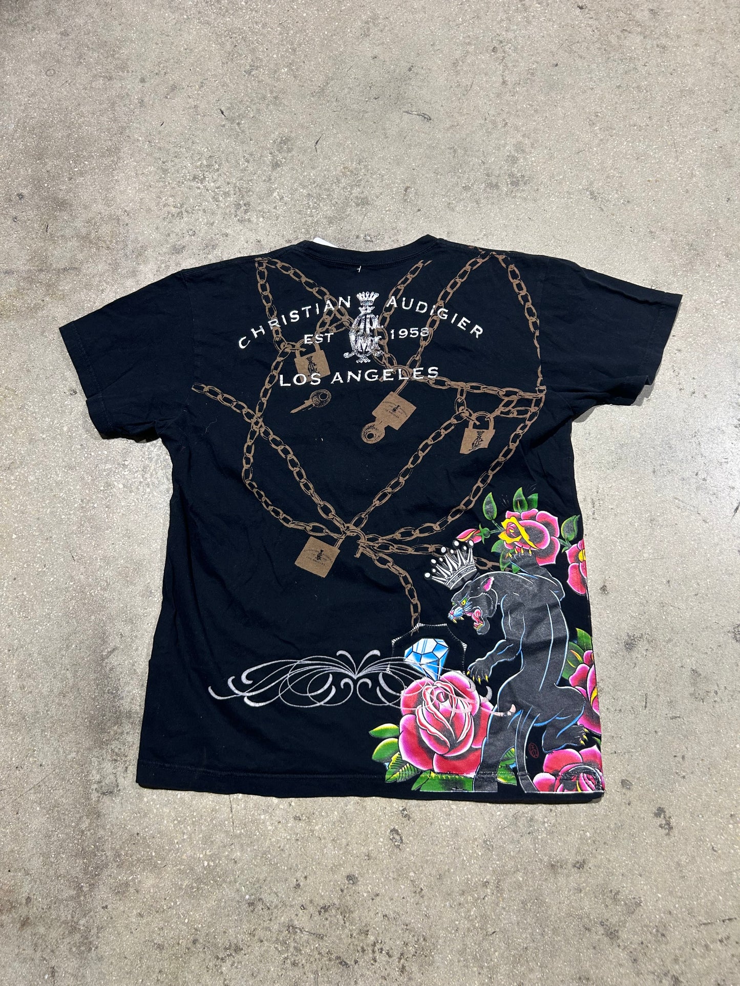 Christian Audigier AOP Chain Tee - Black Size XL