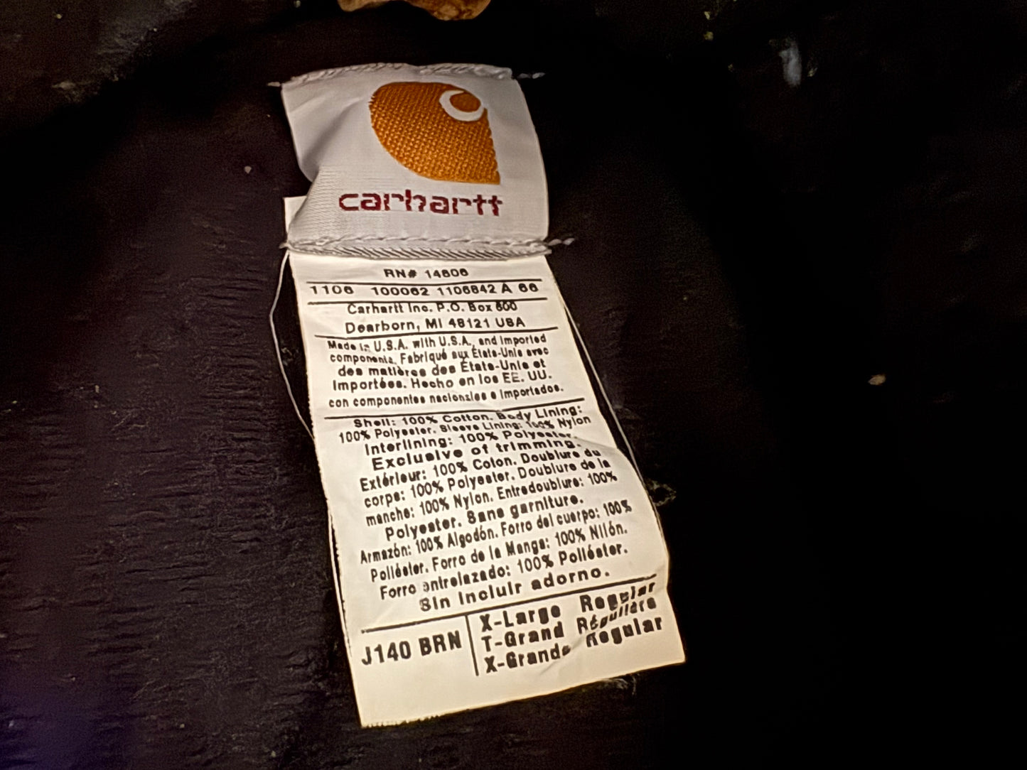 Carhartt Hooded Work Jacket - Faded Khaki Size XL