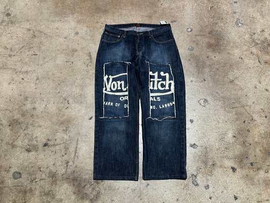 Von Dutch Cut Out Baggy Jeans - Blue Size 36(con)