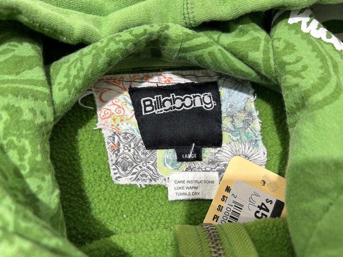 Billabong Zip Up Hoodie - Green Size Large
