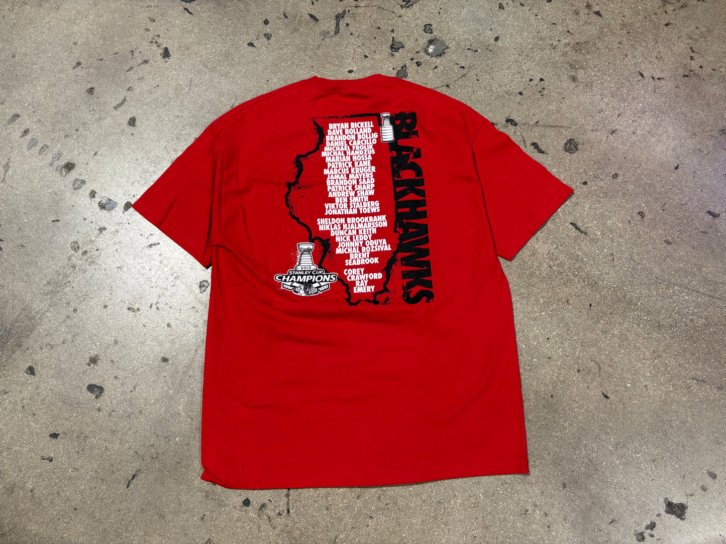 2013 Chicago Blackhawks Stanley Champs Tee - Red Size XL