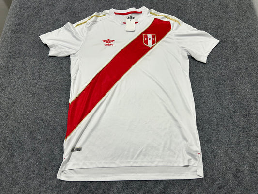 2018 Peru National Soccer Team Jersey - White/Red Size XL