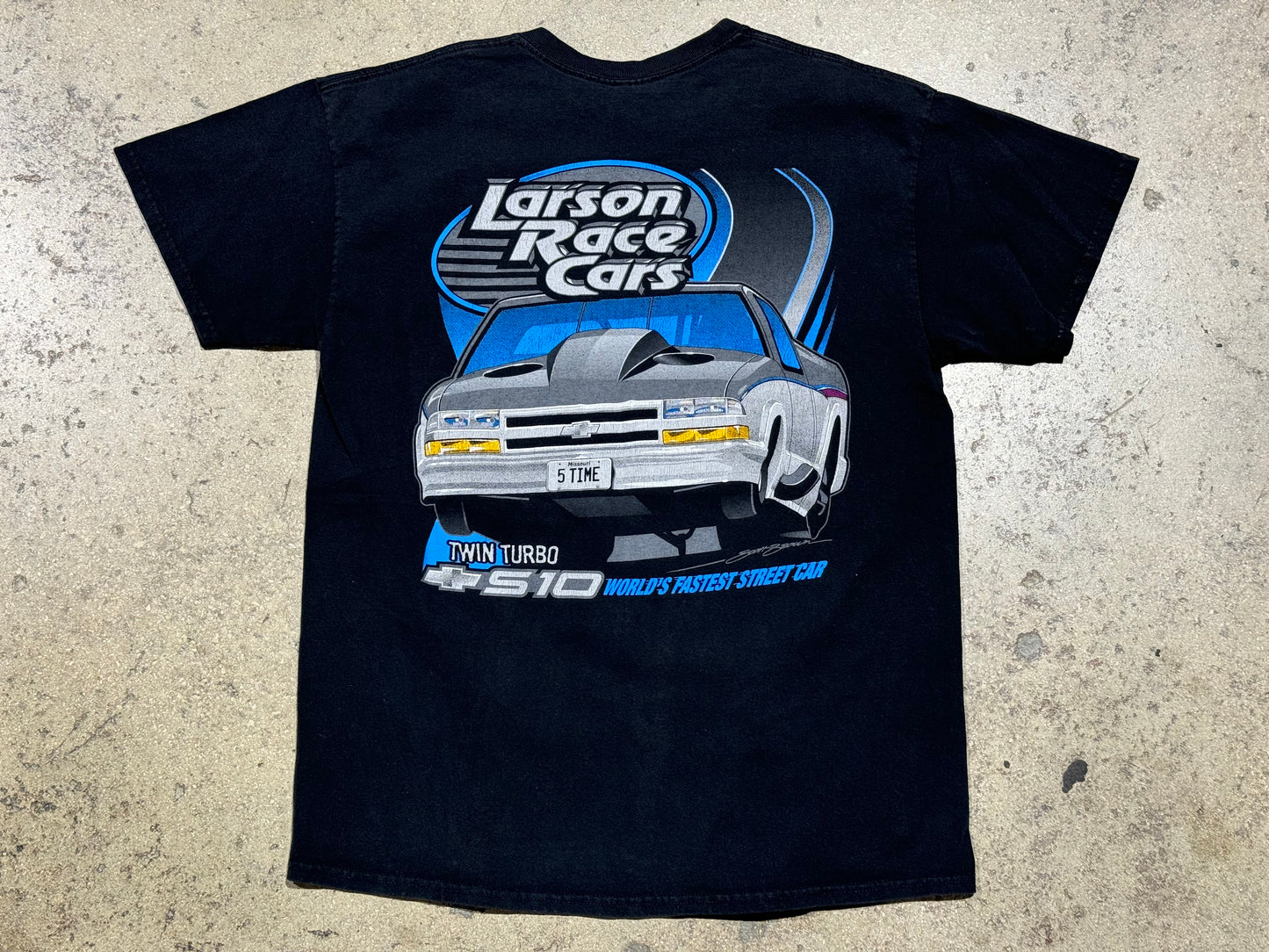 Larson Race Cars Chevy Twin Turbo Tee - Black Size Large