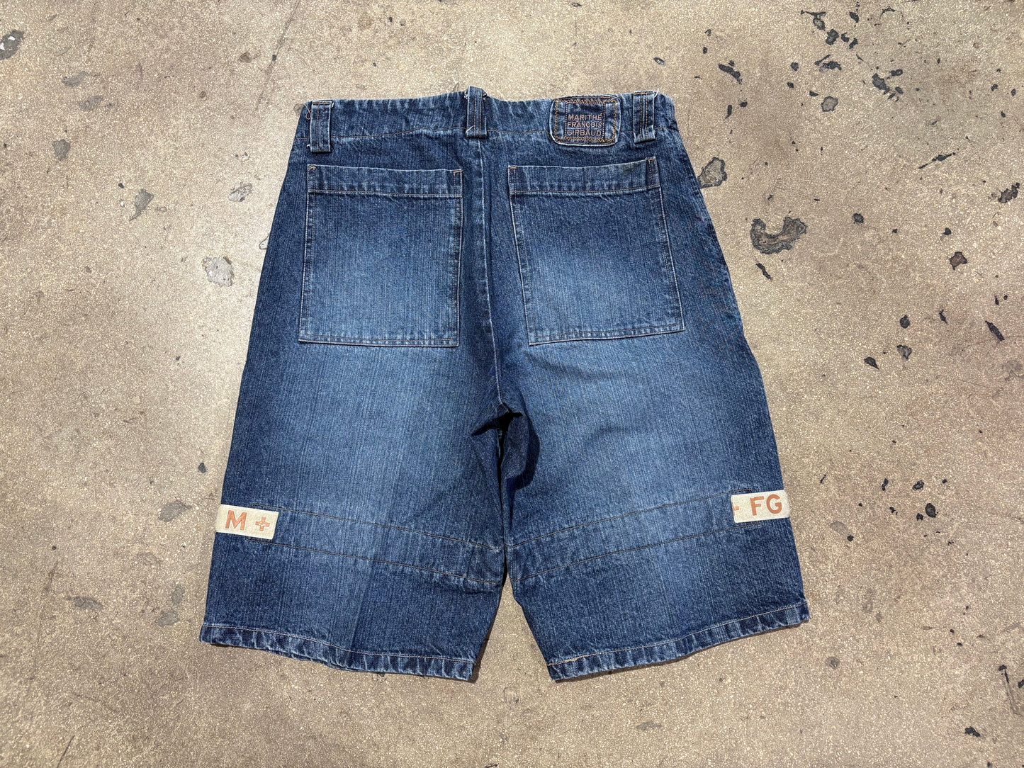 Marithe Francois Girbaud Strapped Jean Shorts - Blue/Beige Size 34