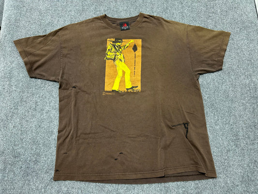 2003 Distressed Jimi Hendrix Burning Desire Tee - Brown Size XXL