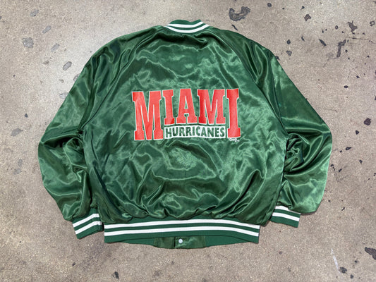Chalkline Miami Hurricanes Satin Jacket - Green Size Large