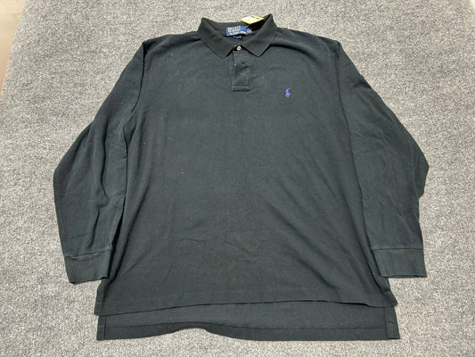 Ralph Lauren Long Sleeve Polo - Black/Purple Size XXL