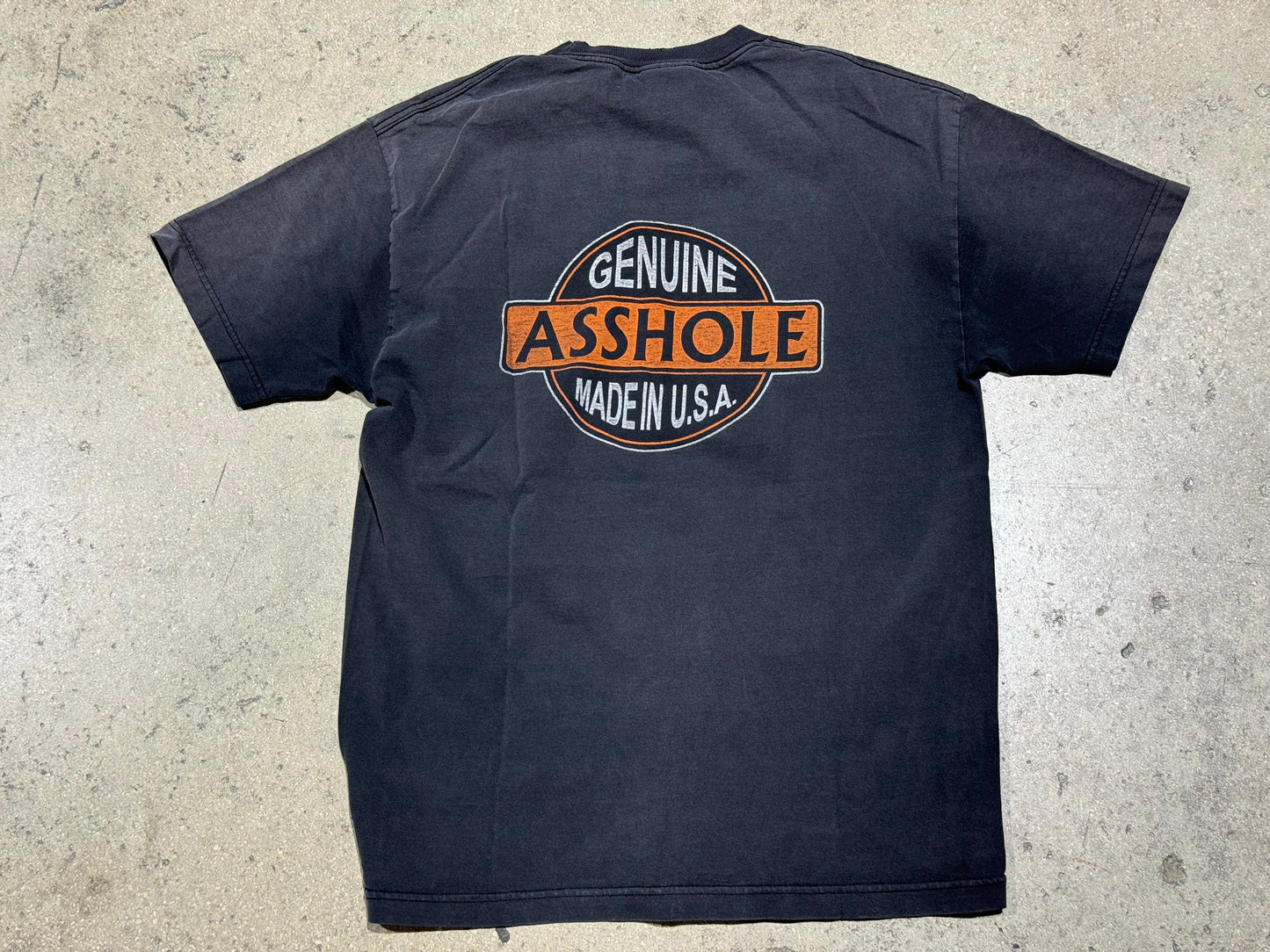 Does It Look Like I Give A Fuck Harley Style Tee - Faded Black Size Large