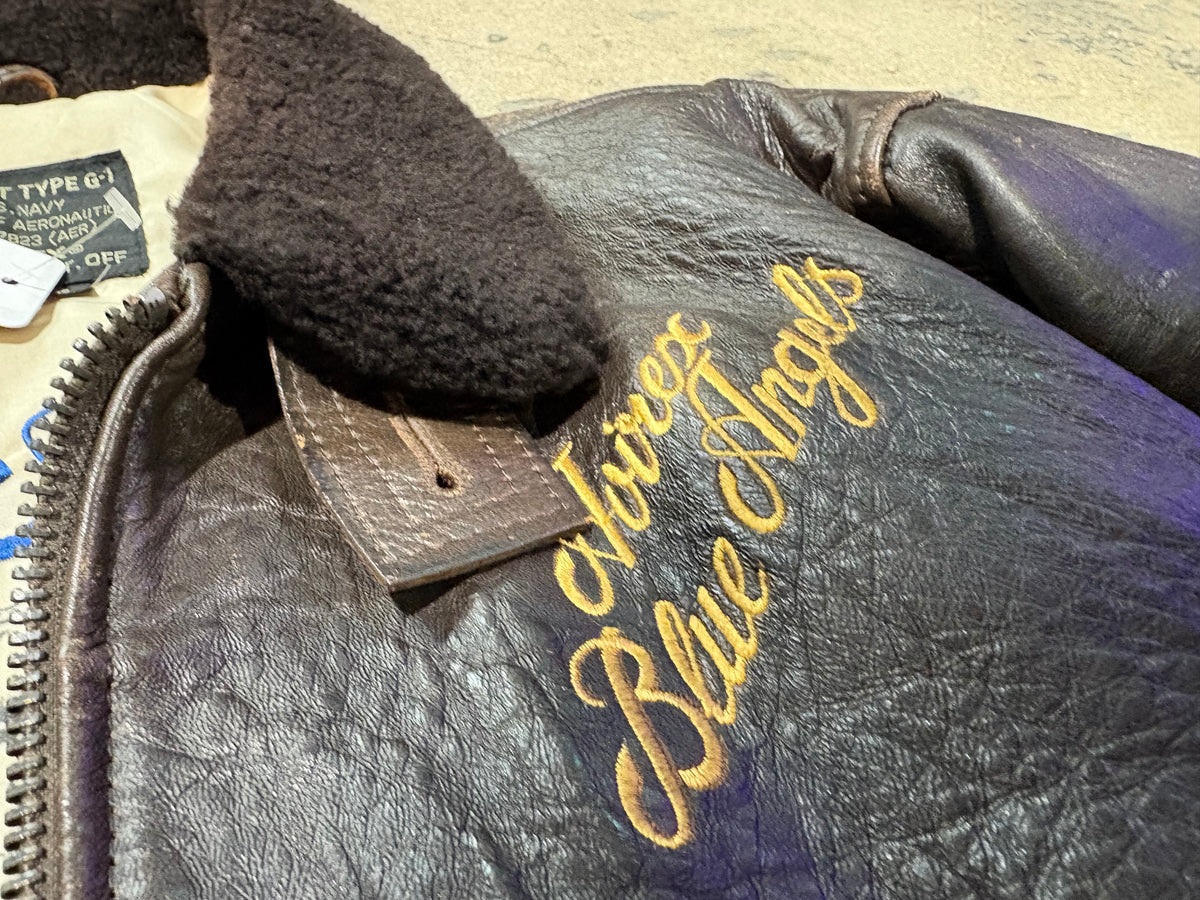 Avirex Type G1 Blue Angels Leather Jacket - Brown Size Small