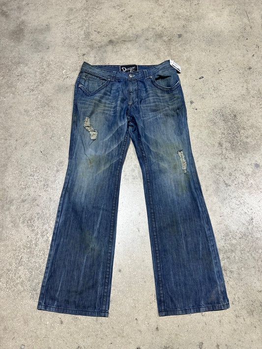 Distressed Divison E Jeans - Dark Blue Size 36