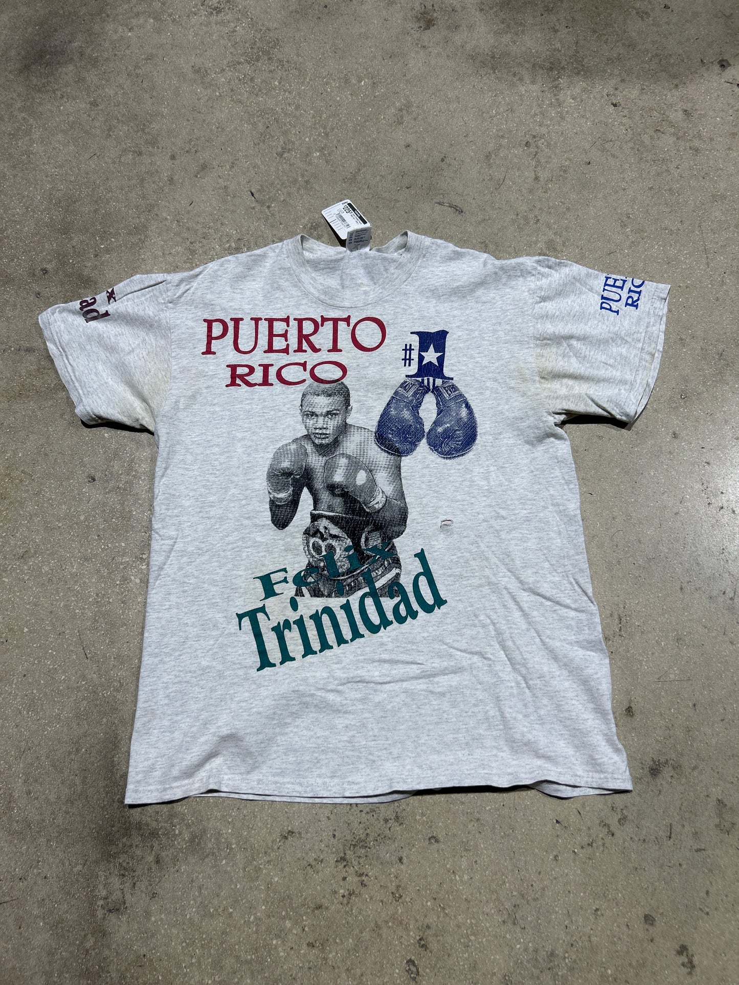 Felix Trinidad Puerto Rico Tee - Grey Size Large