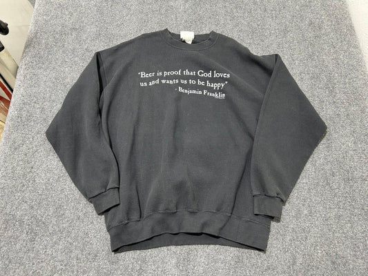 1995 Beer Is Proof God Loves Us Crewneck - Black Size XL(con)