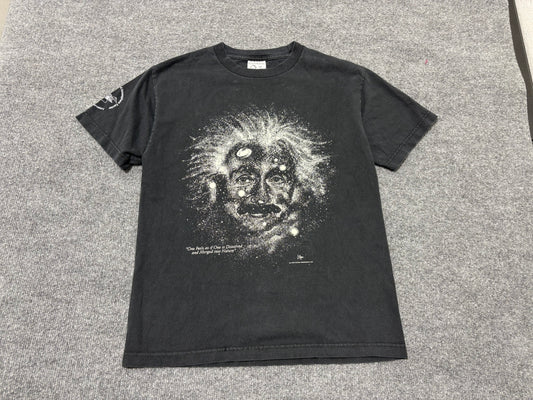 1993 Albert Einstein Galaxy Face Tee - Black Size Medium