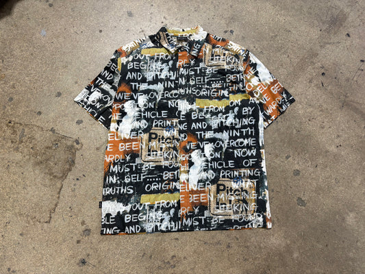 Sean John Graffiti AOP Button Up Shirt - Multicolor Size Large