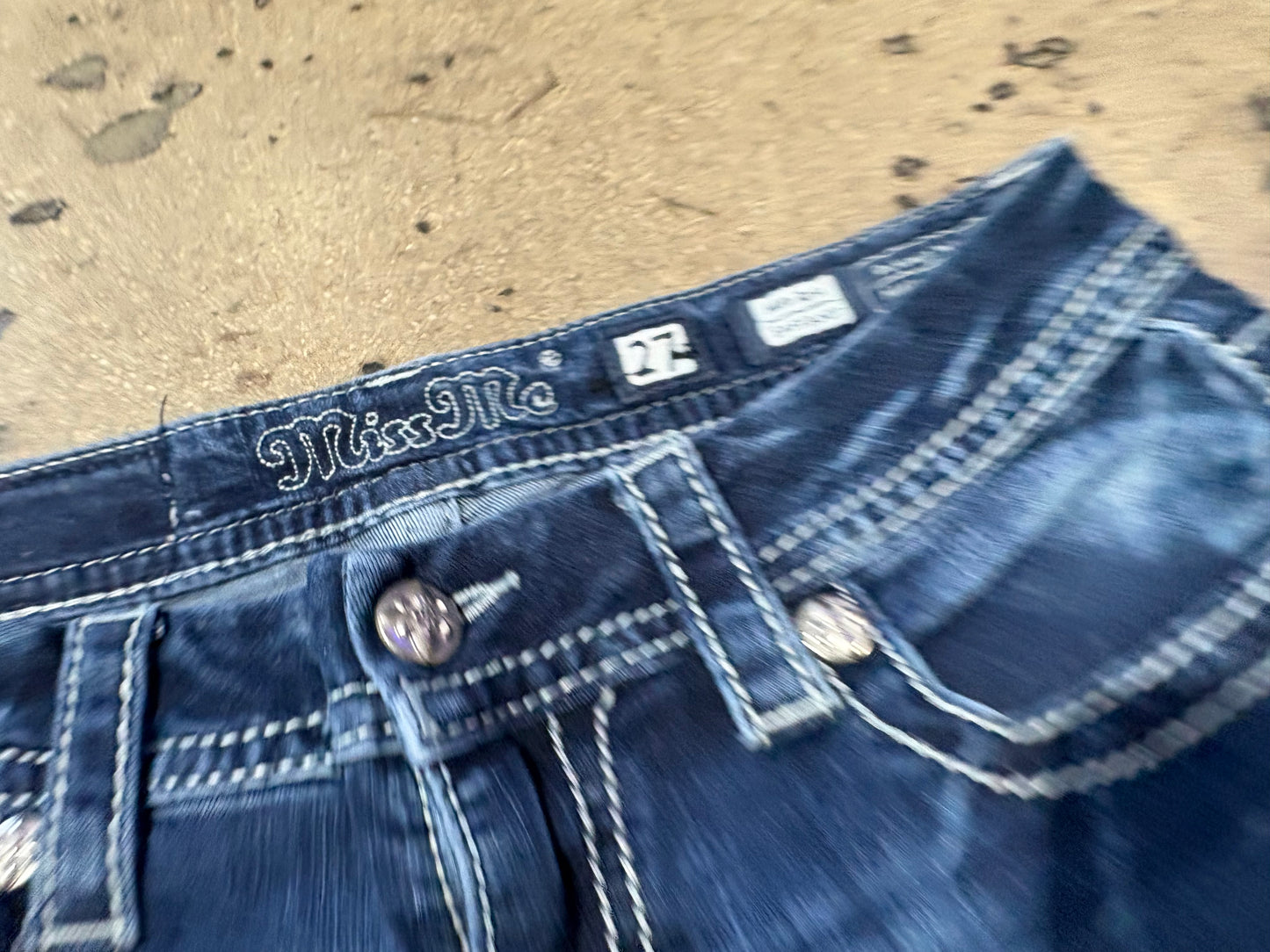 Miss Me Embellished Pockets Mid Rise Bootcut Jeans - Blue Size 27