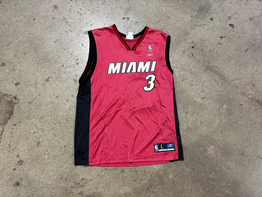Reebok Miami Heat #3 Wade Jersey - Red Size Large