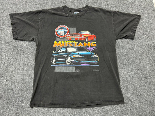 Ford Mustangs Tee - Faded Black Size XL