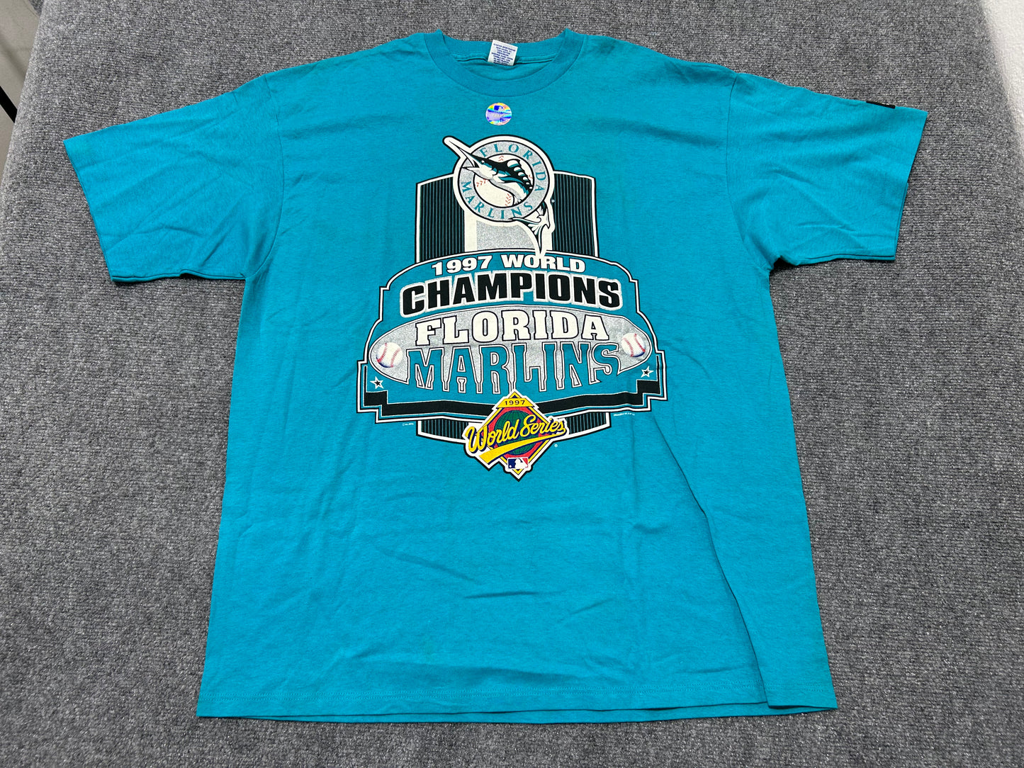 1997 Florida Marlins Roster Back Hit Tee - Teal Size XL(con)