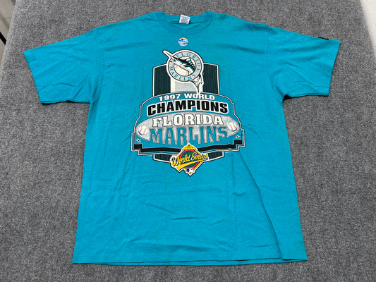 1997 Florida Marlins Roster Back Hit Tee - Teal Size XL(con)