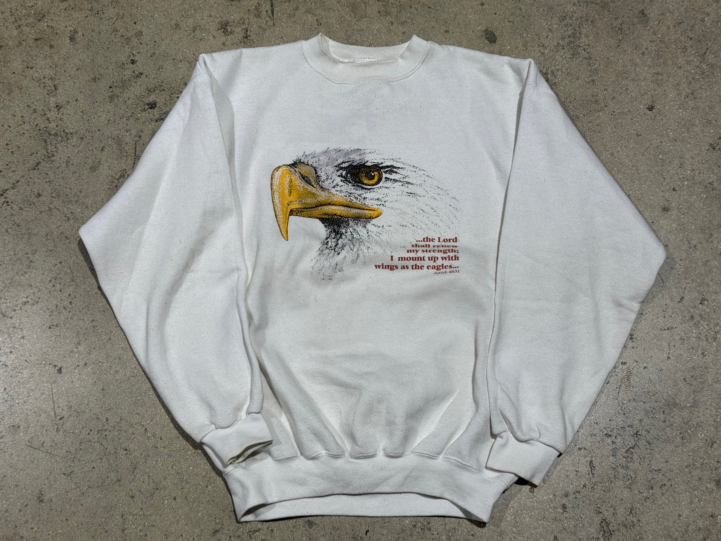 90s Isaiah 40:31 Eagle Crewneck - White Size Large