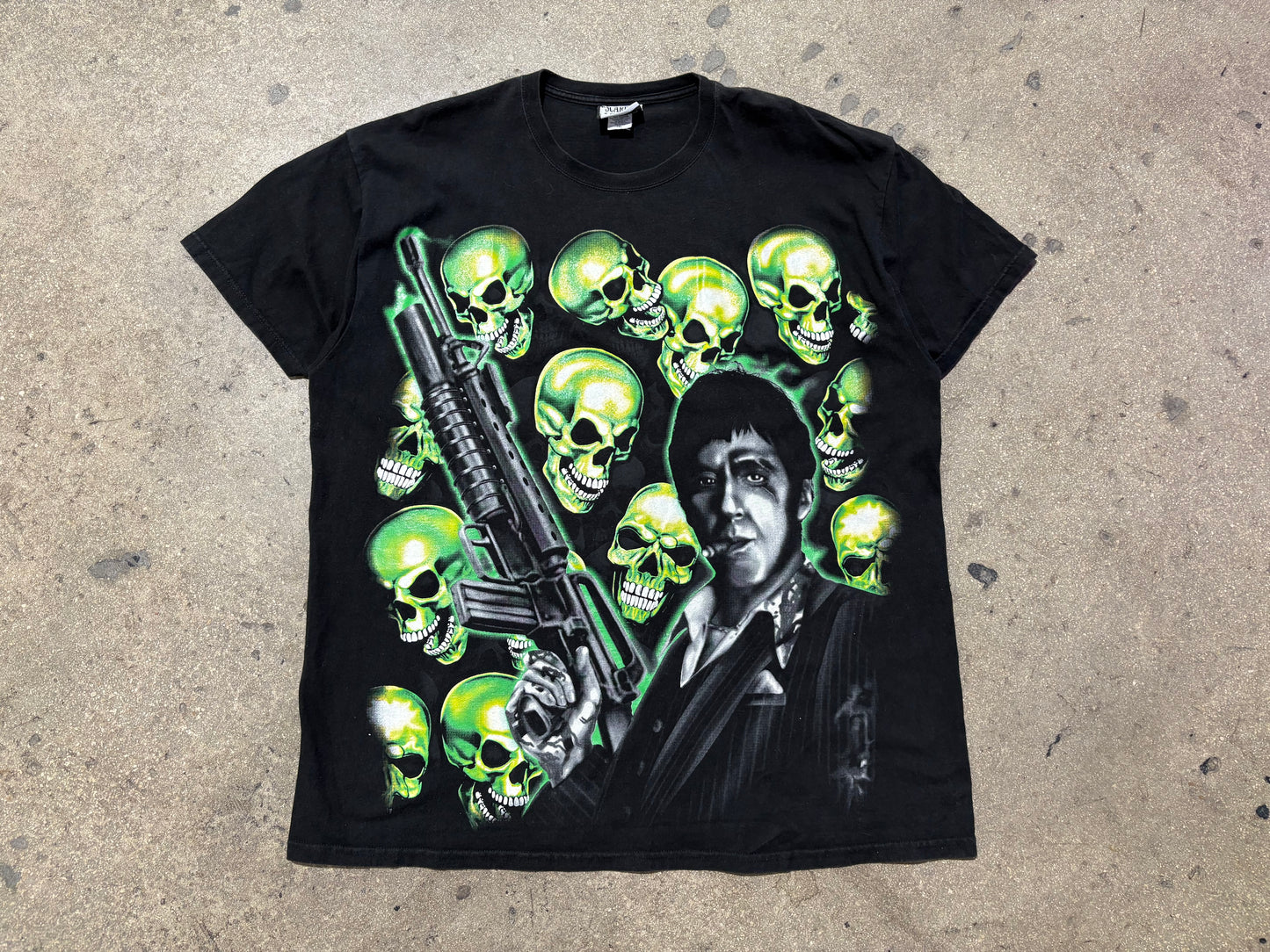 Scarface Green Skull Pile Tee - Black Size XL