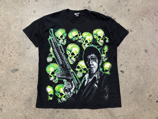 Scarface Green Skull Pile Tee - Black Size XL