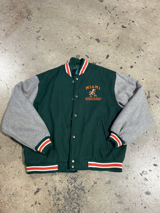 Miami Hurricanes Jacket - Green/Grey Size Large