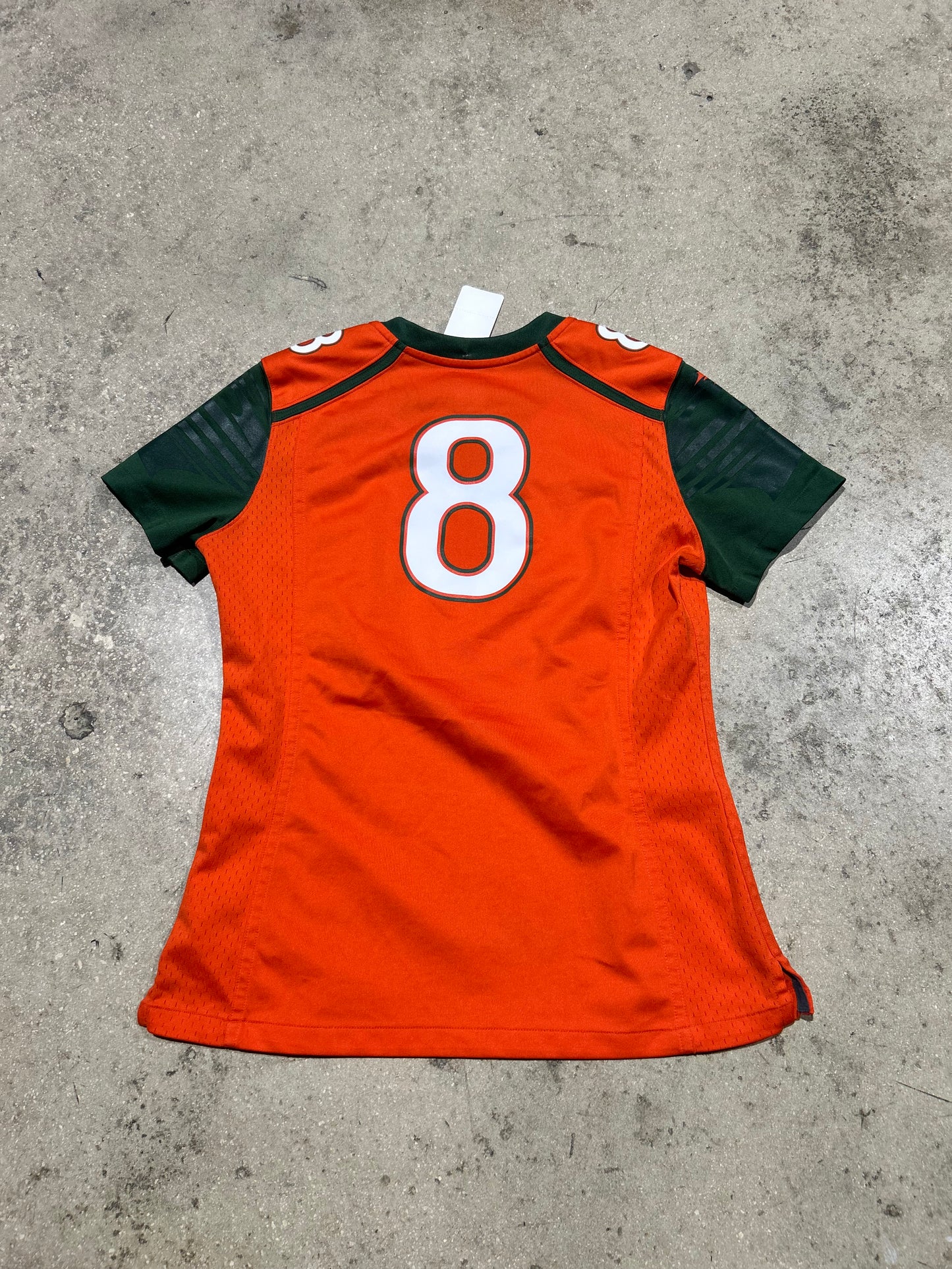 Miami Hurricanes #8 Football Jersey - Orange Size Kids Medium