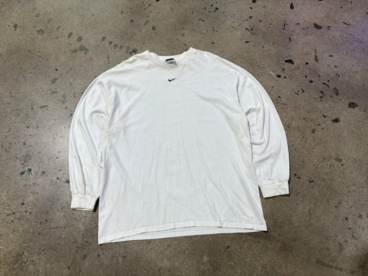 Nike Center Swoosh Long Sleeve Tee - White Size XXL