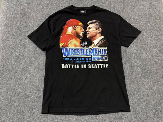 2003 Wrestlemania XIX Hogan vs McMahon Tee - Black Size Large