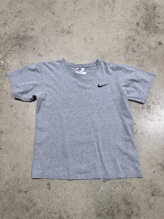 Nike Embroidered Swoosh Tee - Grey Size Youth Large