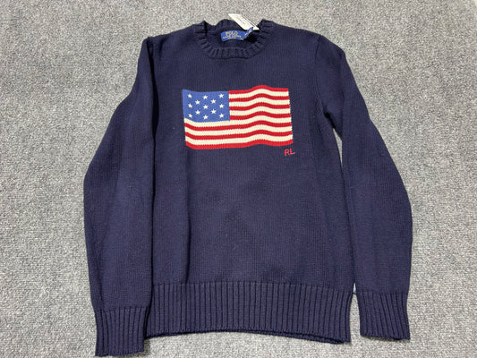 Polo Ralph Lauren American Flag Knit Sweater - Navy Size Small