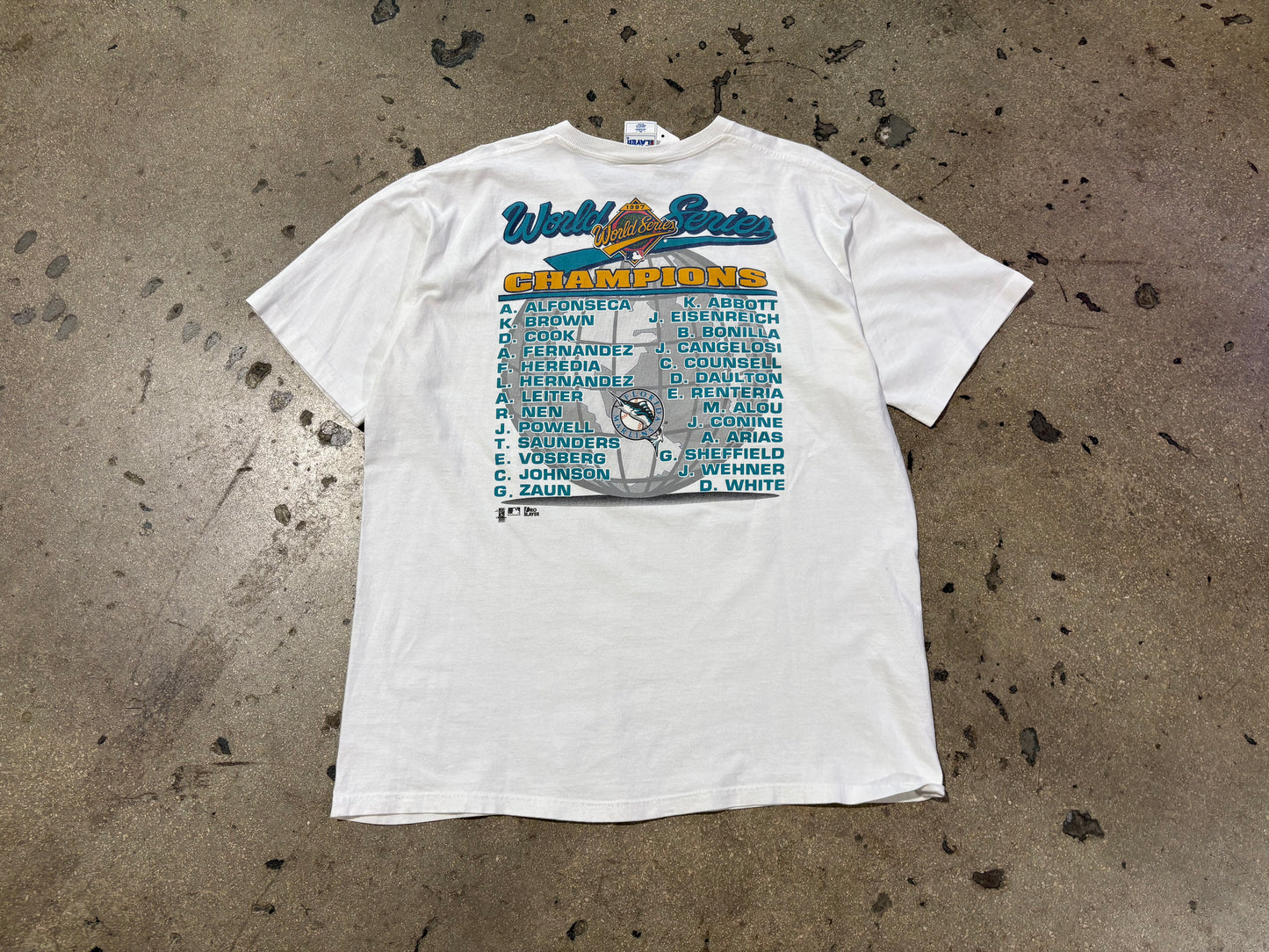 1997 Florida Marlins World Series Caricature Tee - White Size XL