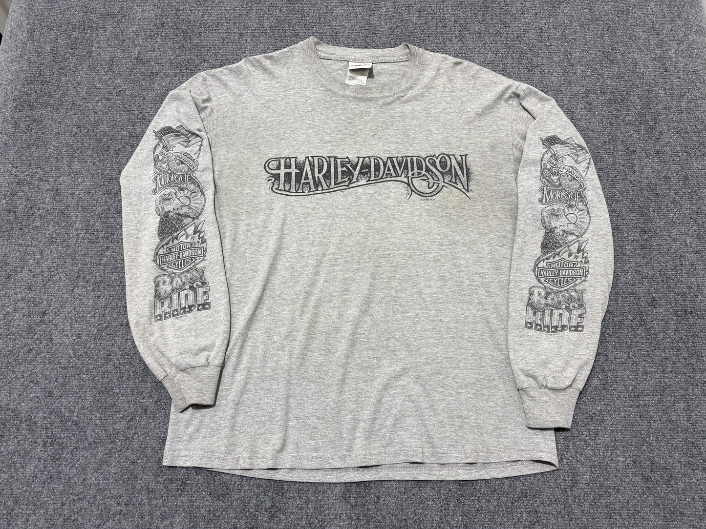 Harley Davidson Smokey Mountains Long Sleeve - Grey Size Large