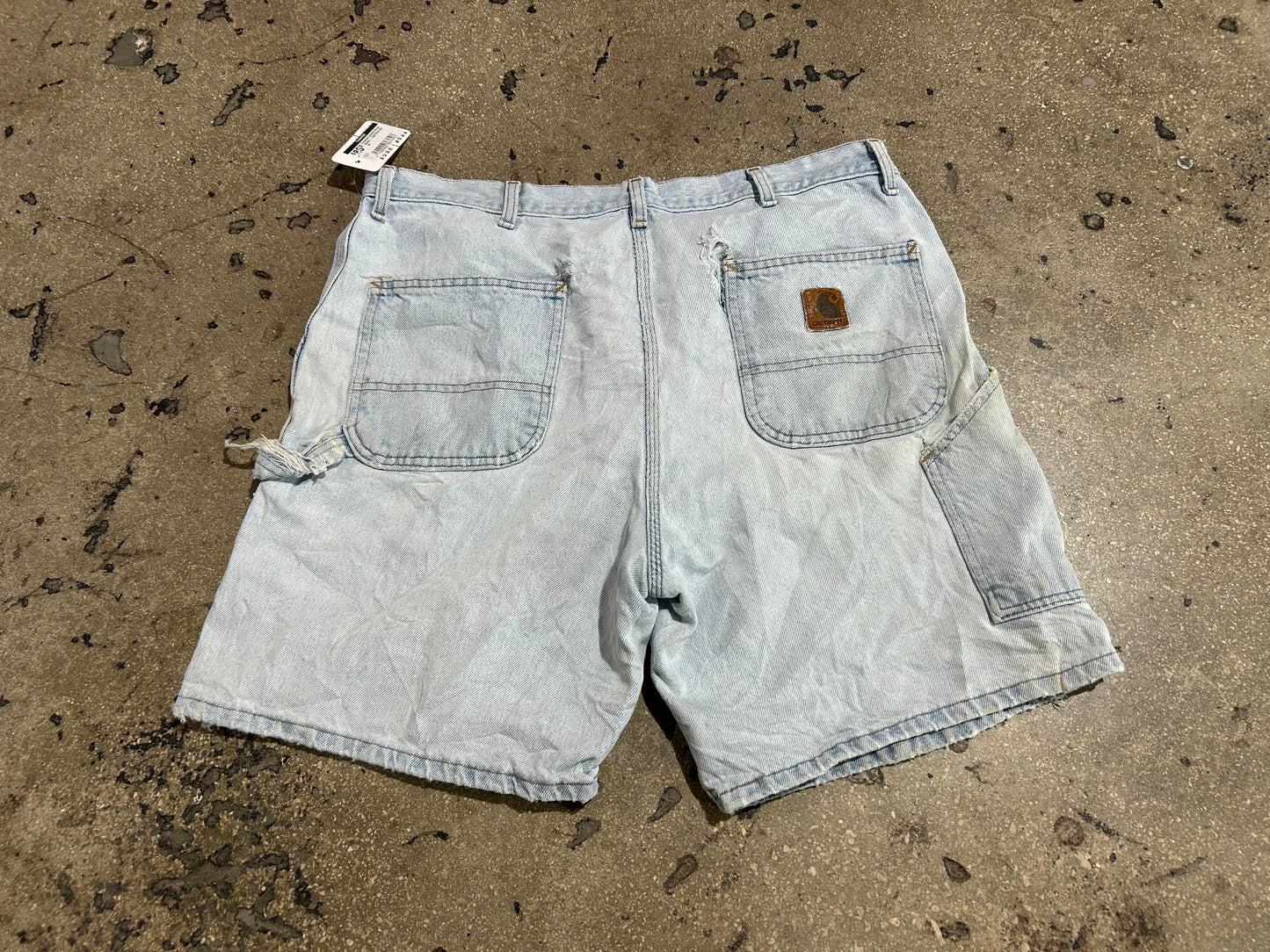 Thrashed Carhartt Denim Shorts - Light Blue size 40