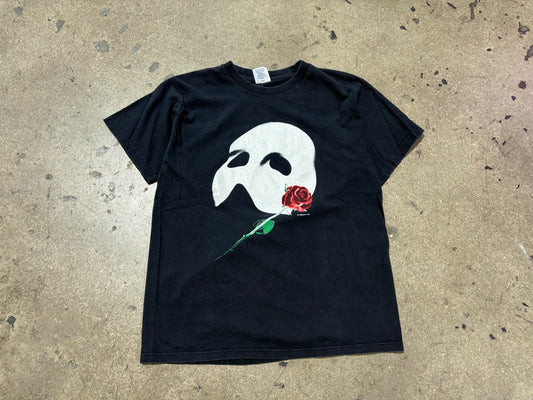1980 Phantom Of The Opera Mask And Rose Tee - Black Size Large