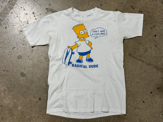 Bootleg Bart Simpson Radical Dude Tee - White Size Medium