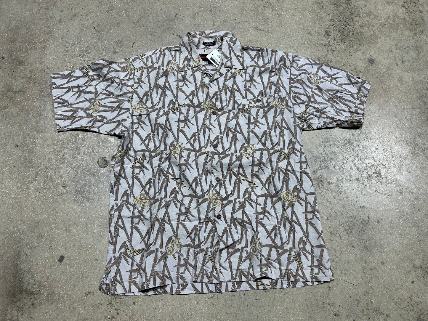 FUBU Bambo Button Up Shirt - Brown Size Large