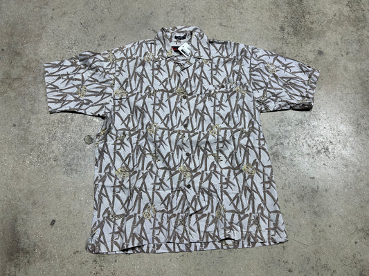 FUBU Bambo Button Up Shirt - Brown Size Large