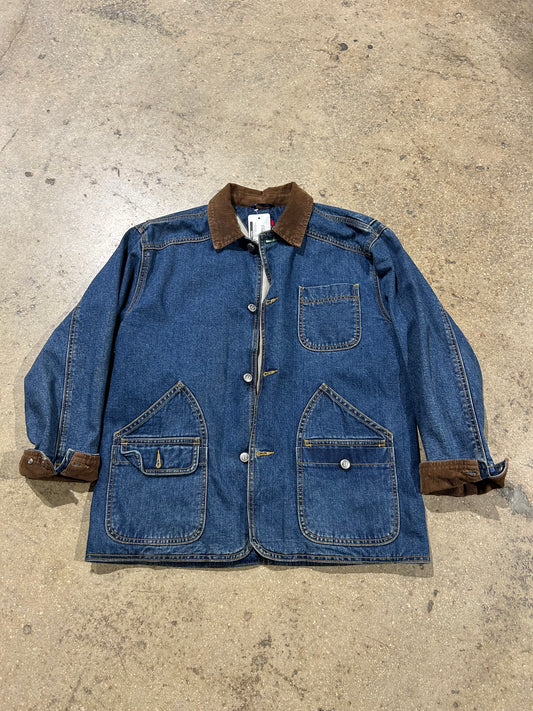 Tommy Hilfiger Denim Jacket - Blue/Brown Size Large